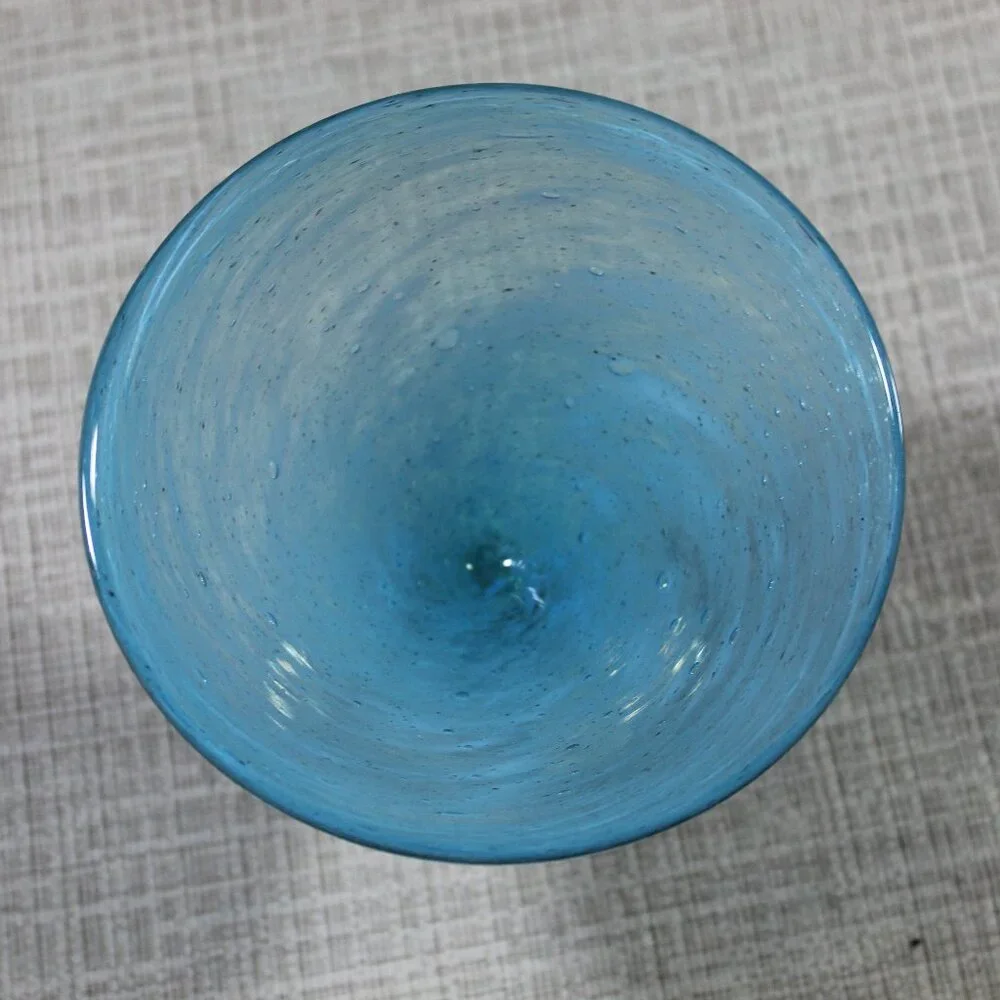 Crate and Barrel Blue Bubble Artisan Mexican Margarita / Martini Glass